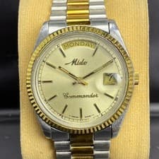 RARE Mido President Commander Automatic 8259 Gold Dial 1970s TwoTone Watch Swiss