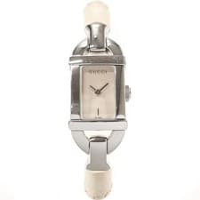 Gucci 6800L Bamboo Bangle Watch Stainless Steel Silver/White Used