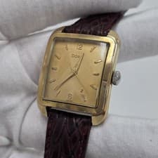Vintage DOXA Mens Tank Wrist Watch Mechanical Wind Up Gold Plated Swiss Rare