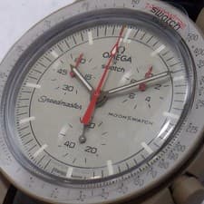 OMEGAｘSwatch ”Mission to Jupiter” Bioceramic Beige Chronograph Quartz Boxe