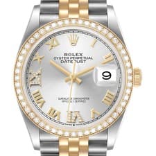 Rolex Datejust 36 Steel Yellow Gold Silver Diamond Dial 126283 Box Card