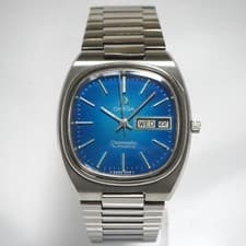 OMEGA Seamaster TV Screen Stainless Steel Blue Automatic Day-Date Square Men's