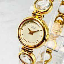 SEIKO Bangle Watch LASSALE 1E20 2A00 Gold Crystal Vintage Authentic From Japan