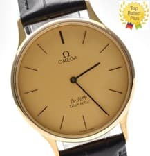 *NEAR MINT* Vintage Omega De Ville Cal.1365 32mm Gold Round Quartz Men's Watch