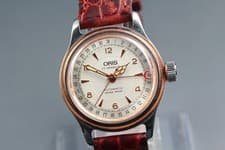 [Exc+5]  ORIS Automatic Pointer Date Rose gold tone Coin Edge Bezel 32mm Men's