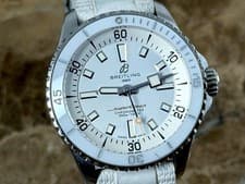 Breitling SuperOcean 36 Automatic White Dial on a Rubber Dive strap Box Papers