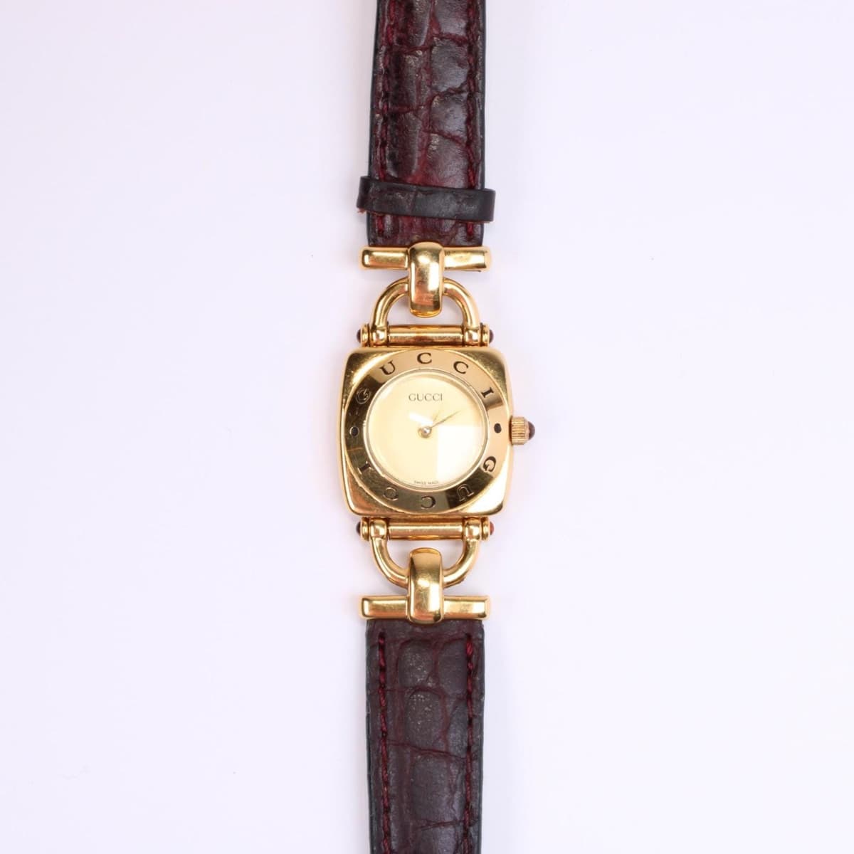 Gucci 6300L Watch - Horsebit Collection Gold Plated MOP Dial Quartz Working