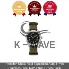 Hamilton Khaki Field Expedition Auto 41mm Stainless Steel Nato Strap Green Black