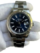 ROLEX DATEJUST  II 116334 BLUE DIAL  18k White Gold  BEZEL 41MM