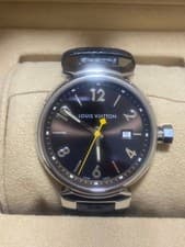 Louis Vuitton Tambour Q1111 Quartz Watch Brown Dial Silver Case Mens Serviced