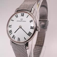 UNIVERSAL GENEVE 842609 Manual Wind Watch Silver 24.1mm Ladies Vintage Working