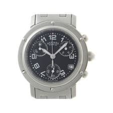 HERMES Watch Clipper Chrono CL1.310 Wristwatch Stainless Black Quartz Black Dial