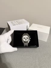 Seiko Men's Prospex Speedtimer SSC813 Watch White Dial, Stainless Steel