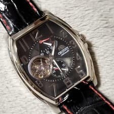 ORIENT WV0031FH Automatic Watch Tonneau Black Dial Leather Strap Vintage Japan