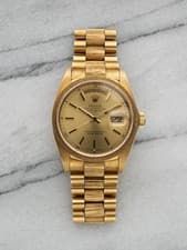 Vintage 1979 Rolex Day-Date 18078 18K YG Bark Finish Champagne Dial