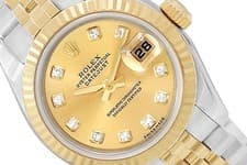 Rolex 26mm Datejust Two-Tone Ladies Watch 179173 Champagne Diamond Dial