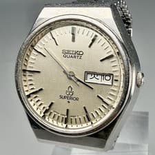 Seiko Superior Day-Date Quartz Watch, Silver Dial, 38mm wrist 17.0cm/6.7in