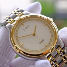 Seiko Dolce Quartz Watch White Dial Gold Accents 32mm Used with Box & Warranty