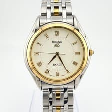 Seiko Dolce AGS 4M21 0A50 Wristwatch 18KT Bezel Mens Timepiece Authentic
