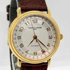 FREDERIQUE CONSTANT Watch Pointer Date Silver Automatic Leather Men's Working