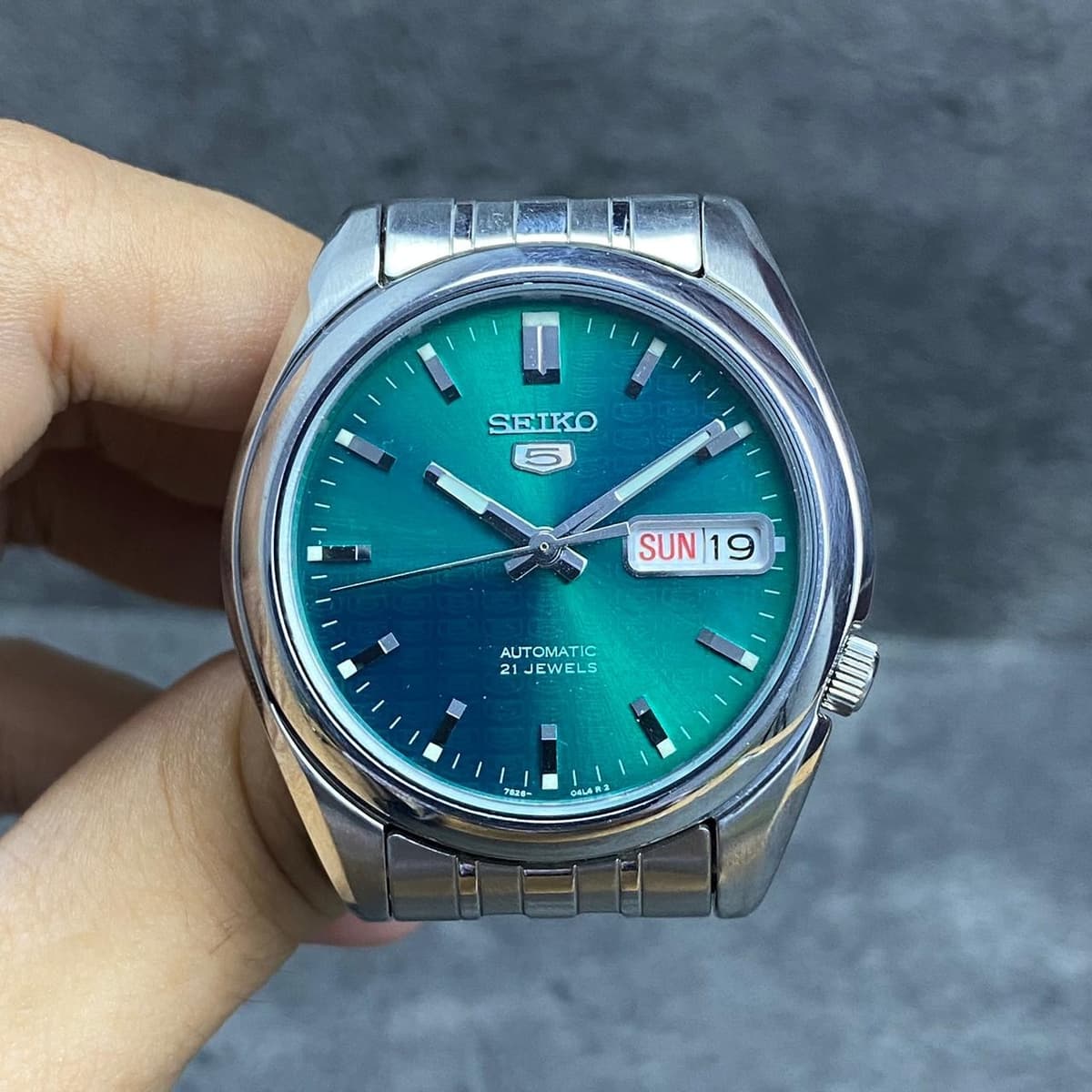 Rare SEIKO SNK543 Automatic 7S26-01V0 Jade Green Computer Dial Watch Men 1990s