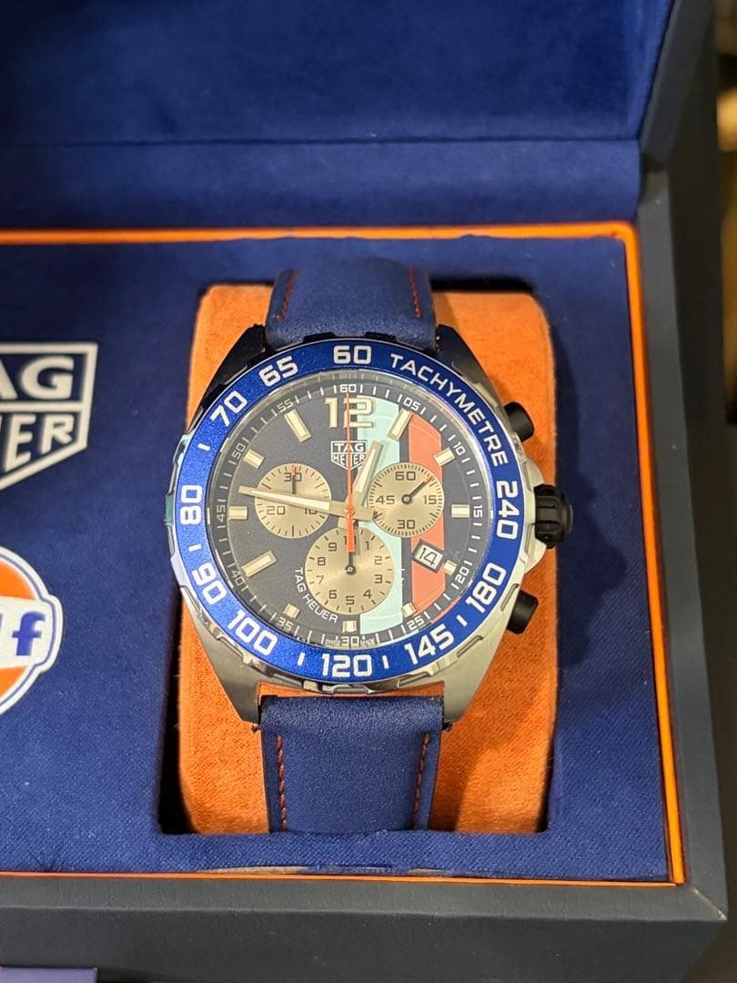 TAG Heuer Formula 1 Gulf Quartz Watch CAZ101N Chronograph Blue Dial 42mm