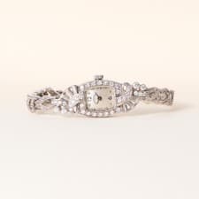 Vintage 1940s Hamilton Tonneau 14K Gold 3 Carats Diamond Ladies Cocktail Watch