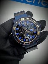 Limited MONACO Ulysse Nardin Marine Blue Watch 18k Bezel 263-98LE 44mm *FULL SET