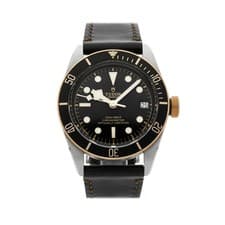 Tudor Black Bay Steel Automatic 41mm Black Dial Leather Strap Watch 79733N