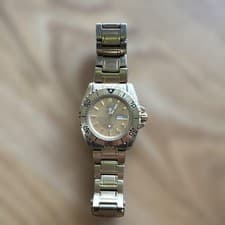 SEIKO 5 Sports 7S36-03M0 Automatic Full Gold Arabic Day Display Rare Import