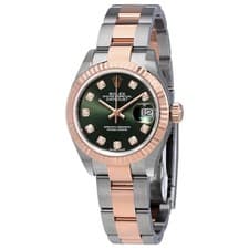 Rolex Oyster Perpetual Datejust Olive Green Diamond Dial Ladies Oyster Watch