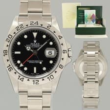 MINT 2005 PAPERS Rolex Explorer II 16570 Stainless Steel Black Dial GMT 40mm