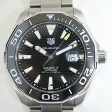 Used TAG HEUER Aquaracer Caliber 5 Automatic Watch SS Silver x Black Dial with E