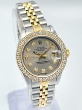 Rolex Datejust 26mm 69173 Grey Diamond Dial Diamond Bezel Two Tone Jubilee