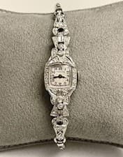 Vintage Hamilton Platinum & Diamond Ladies Wristwatch 17 Jewels
