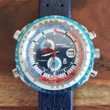 *MINT* 1970s Sorna "Chrono" Vintage Large 45mm Mechanical Watch, World Time