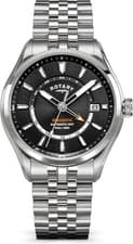 Rotary Mens watch Seamatic 100 Automatic GMT Black dial Stainless Steel Strap