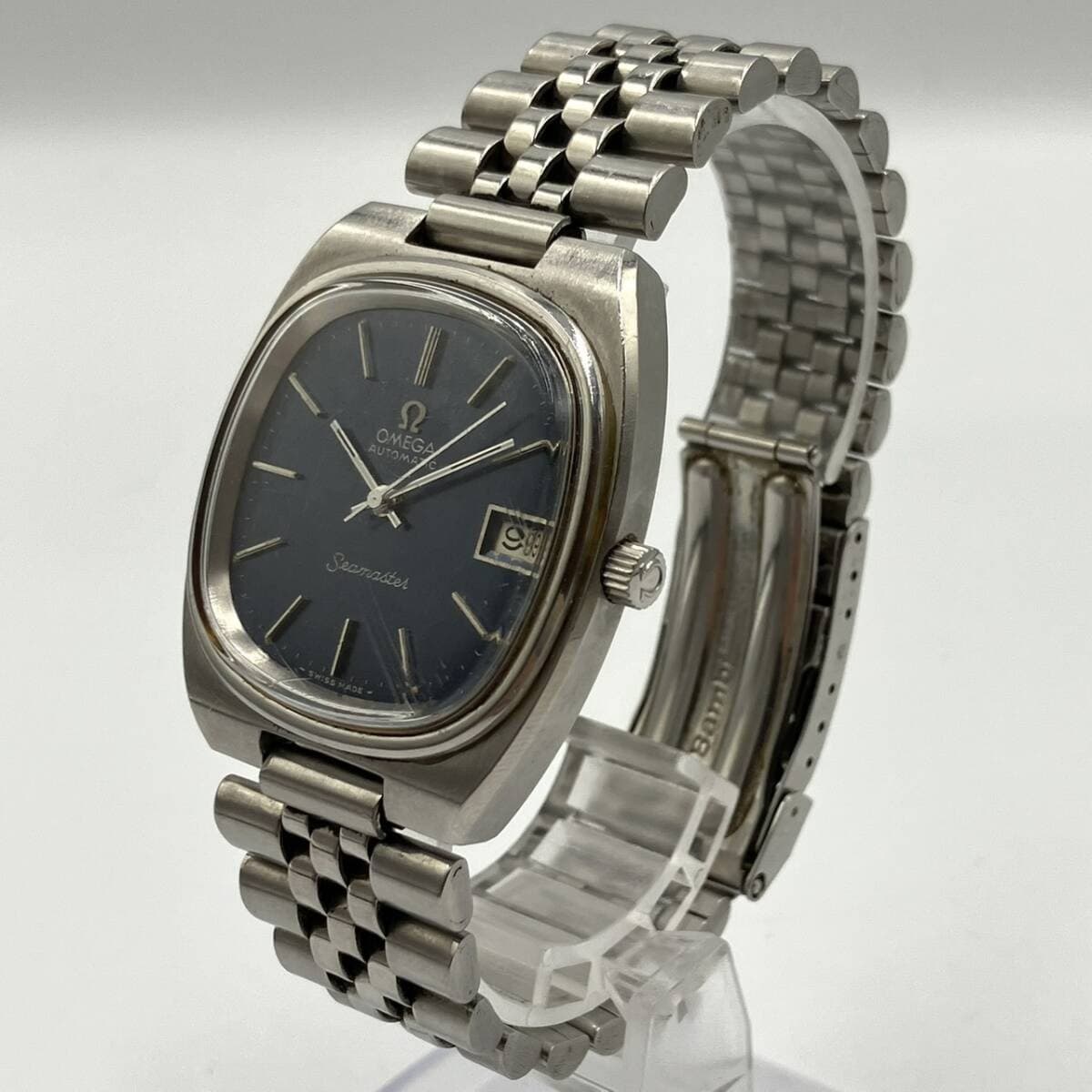 OMEGA Seamaster TV Screen Navy Automatic Date Square Case Unisex 37mm x 40mm