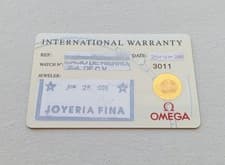 Omega Warranty Warranty Booklet Card (Unwritten) - 1990s / 2000s