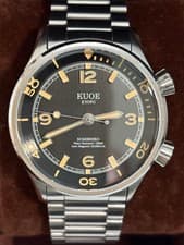 KUOE 90-011 SOMBRERO Automatic Wrist Watch Linen Dial Navy Mens w/Box Japan