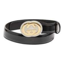 Gucci Interlocking G Belt 70/28 Black Leather Women's Used