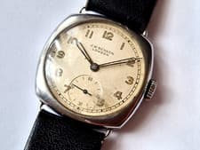 Cushion trench rare vintage Longines watch retailed by J.W Benson Antique rare