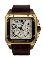 CARTIER Large 18K Yellow Gold 41mm Santos 100 W20096Y1 B&P watch