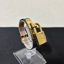 HERMES Watch Kelly Gold Case Leather Band Auth Rare Women's Accessory w/Case
