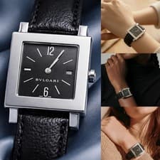 ✨⌚ BVLGARI SQ29 SLD Square Quartz Black Dial Swiss Made Ultra Slim ⌚✨
