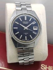 Vintage Seiko Military Style 7005-8022 Automatic 17 Jewels 1970s Japan Blue dial