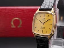 Vtg 1979 N MINT Omega De Ville 591.0023 Cal.1353 Gold Qz 21mm Unisex Watch JAPAN