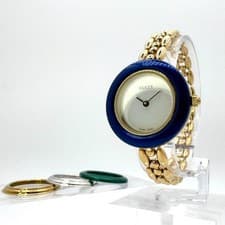 GUCCI 11/12.2 Interchangeable Bezel Watch Gold Quartz White Dial Women's
