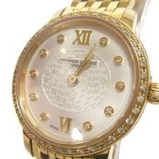 FREDERIQUE CONSTANT Slimline Diamond Bezel Gold Watch White Dial from Japan Used