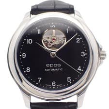 EPOS Semi-Skeleton 3323 Automatic Black Dial SS  Leather Men's Watch